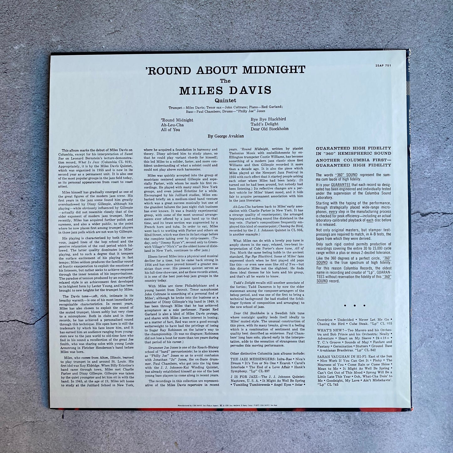 Miles Davis - 'Round About Midnight (1977 Japan Pressing)