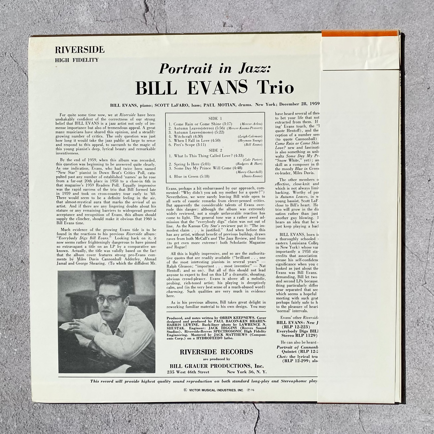 Bill Evans Trio - Portrait In Jazz (1976 Japan Pressing)